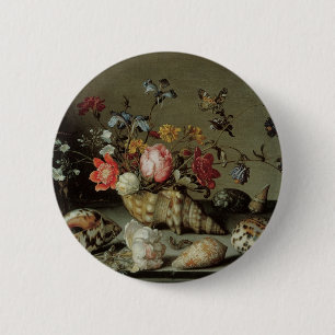Badge Rond 5 Cm Fleurs, coquillages et insectes Balthasar van der 
