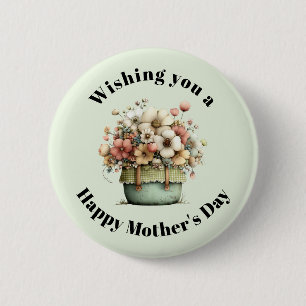 Badge Rond 5 Cm Fleurs dans un pot mignon et confortable pour la f