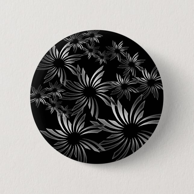 Badge Rond 5 Cm Fleurs d'argent (Devant)