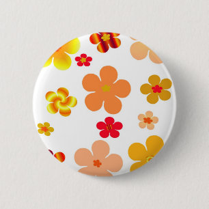 Badge Rond 5 Cm Fleurs d'art pop orange et jaune