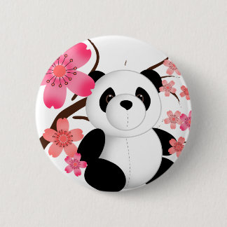 Badge Rond 5 Cm Fleurs de cerisier de panda