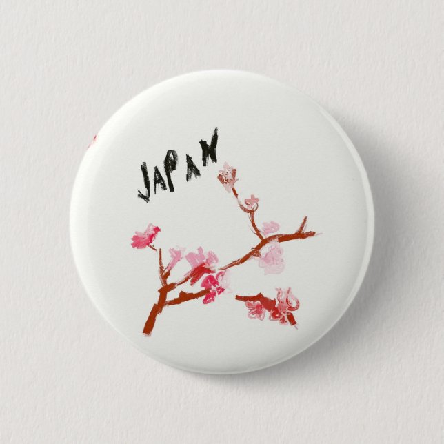 Badge Rond 5 Cm Fleurs de cerisier du Japon d'aquarelle (Devant)