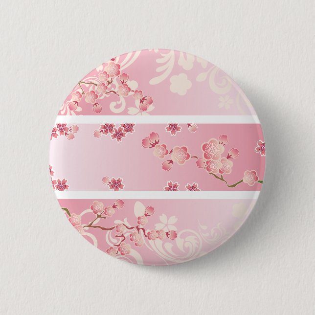 Badge Rond 5 Cm Fleurs de cerisier roses (Devant)