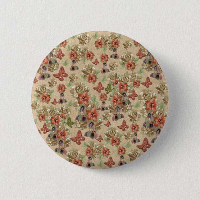 Badge Rond 5 Cm Fleurs de cuir sur le daim (Devant)