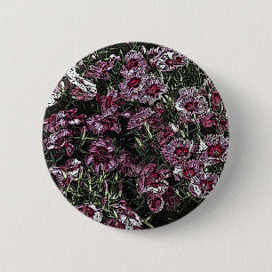 BADGE ROND 5 CM FLEURS DE DIANTHUS