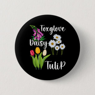 Badge Rond 5 Cm Fleurs de digitale subtilement florales anti-Trump