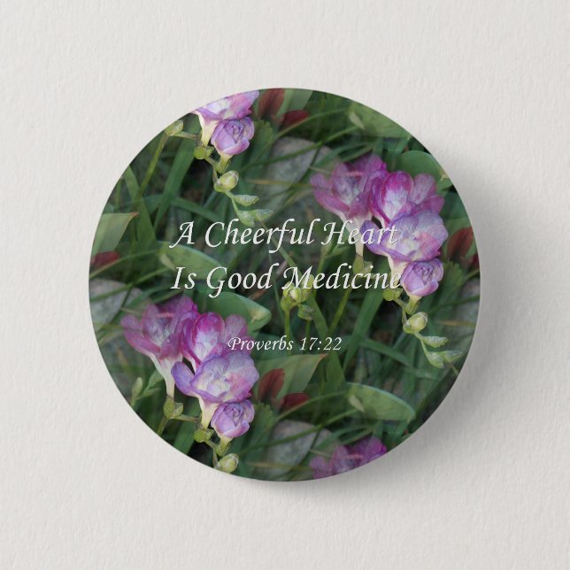 Badge Rond 5 Cm Fleurs de freesia du ~ Proverbs17-22 (Devant)