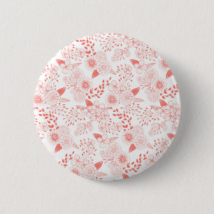 Badge Rond 5 Cm Fleurs de gribouillis dans le corail vivant