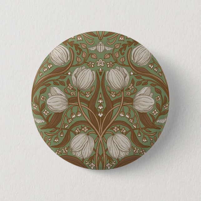 Badge Rond 5 Cm Fleurs de jardin printanier sur sauge (Devant)