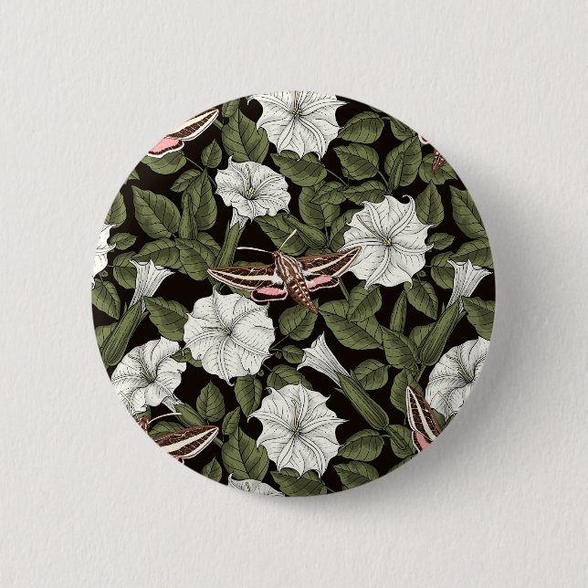 Badge Rond 5 Cm Fleurs de lune et sphinx Mois (Devant)