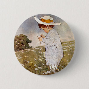Badge Rond 5 Cm Fleurs de marguerites de cueillette d'enfants anti