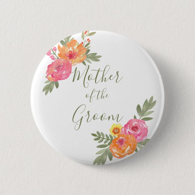 Badge Rond 5 Cm Fleurs de mariage printanières pour la mère du mar (Devant)