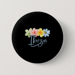 Badge Rond 5 Cm Fleurs de Minorque Espagne Learic Îles Floral Vaca