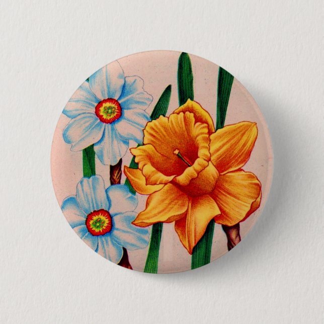 Badge Rond 5 Cm fleurs de narcisse (Devant)