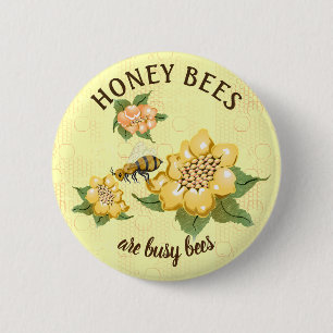 Badge Rond 5 Cm Fleurs de nid d'abeilles de fourmi d'abeille