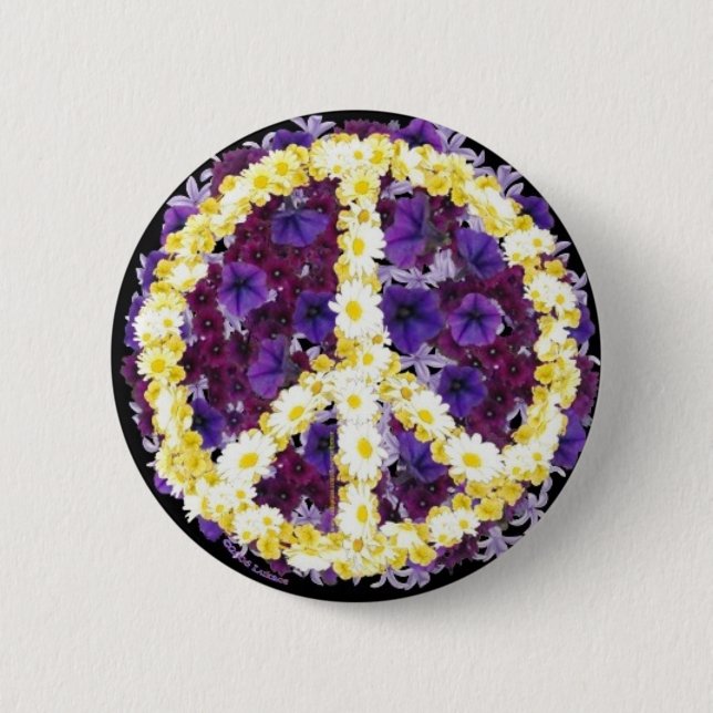 Badge Rond 5 Cm fleurs de paix (Devant)