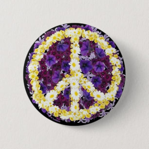 Badge Rond 5 Cm fleurs de paix