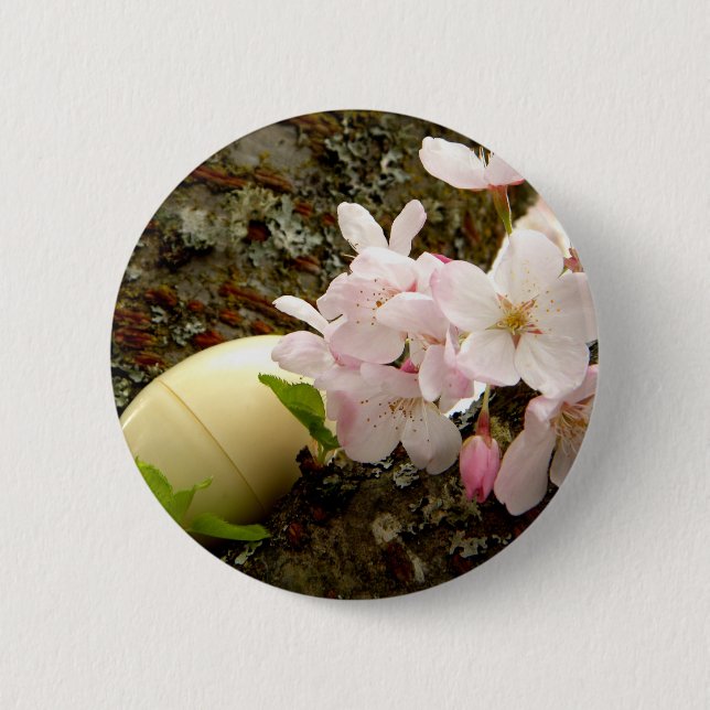 Badge Rond 5 Cm Fleurs de Pâques (Devant)