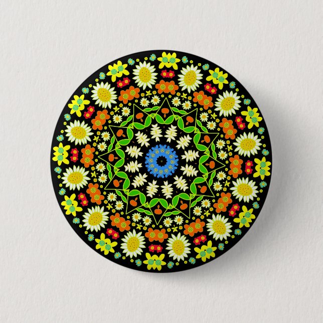 Badge Rond 5 Cm Fleurs de printemps Kaleidoscope 01 (Devant)