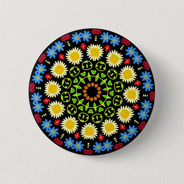 Badge Rond 5 Cm Fleurs de printemps Kaleidoscope 04 (Devant)