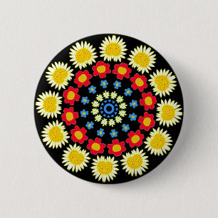 Badge Rond 5 Cm Fleurs de printemps Kaleidoscope 05