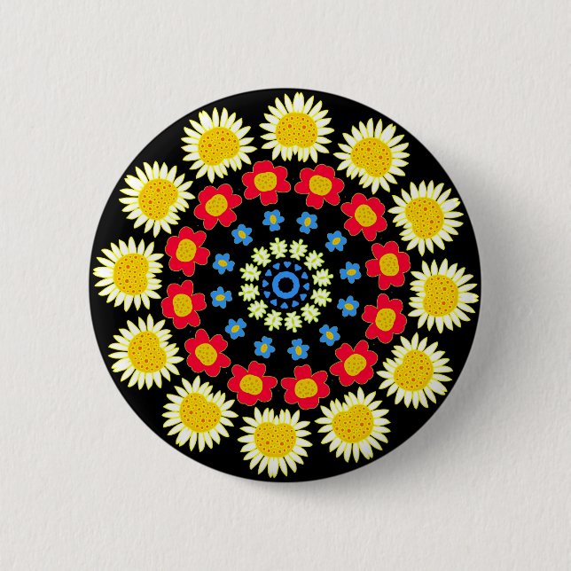 Badge Rond 5 Cm Fleurs de printemps Kaleidoscope 05 (Devant)