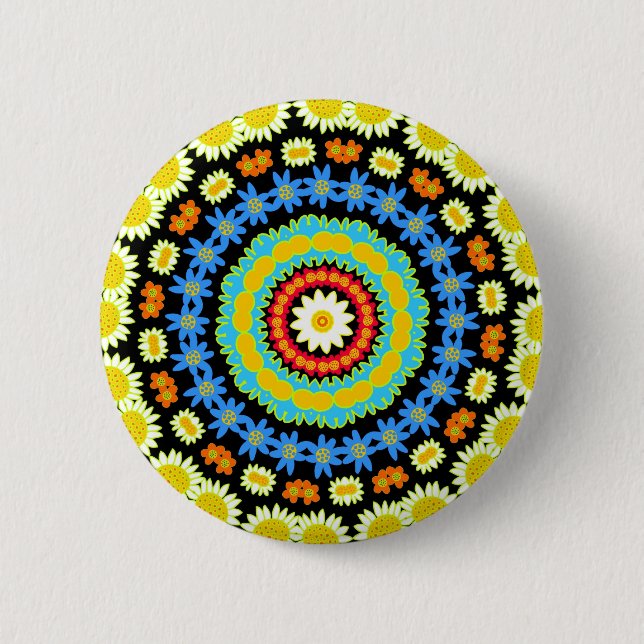 Badge Rond 5 Cm Fleurs de printemps Kaleidoscope 08 (Devant)