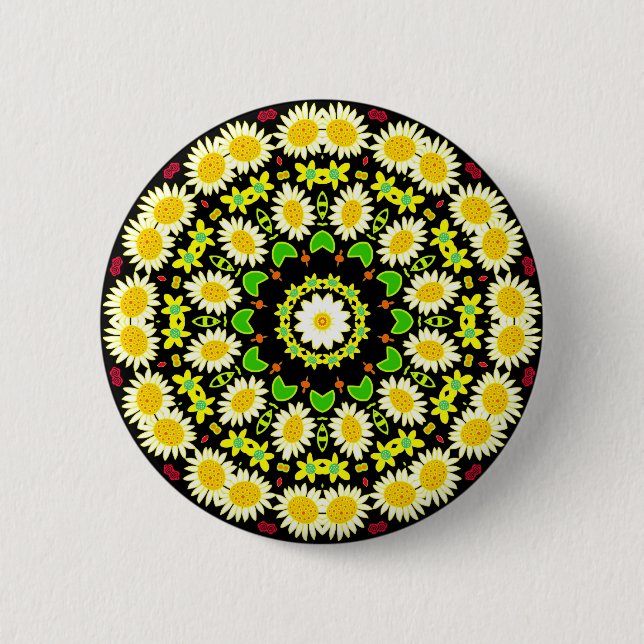 Badge Rond 5 Cm Fleurs de printemps Kaleidoscope 09 (Devant)