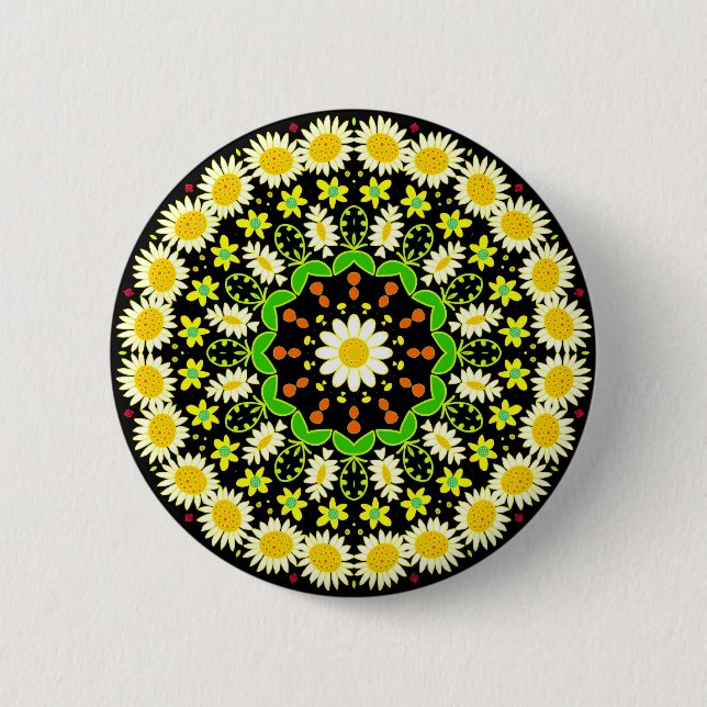 Badge Rond 5 Cm Fleurs de printemps Kaleidoscope 10 (Devant)