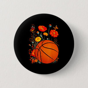 Badge Rond 5 Cm Fleurs de silhouette de basketball botanique flora