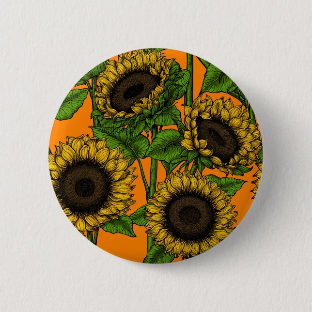 Badge Rond 5 Cm Fleurs de soleil (Devant)