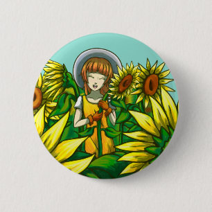 Badge Rond 5 Cm Fleurs de soleil