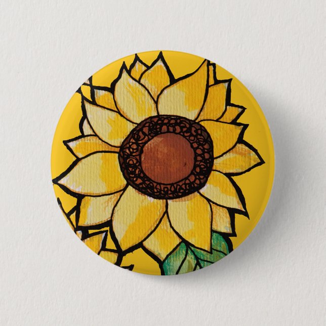 Badge Rond 5 Cm Fleurs de soleil (Devant)