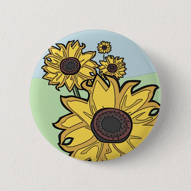 Badge Rond 5 Cm Fleurs de soleil (Devant)