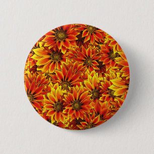 Badge Rond 5 Cm Fleurs de soleil orange