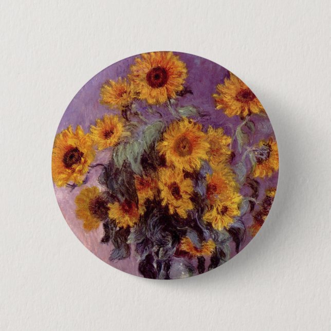 Badge Rond 5 Cm Fleurs de soleil par Claude Monet (Devant)