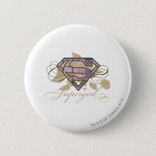 Badge Rond 5 Cm Fleurs de Supergirl