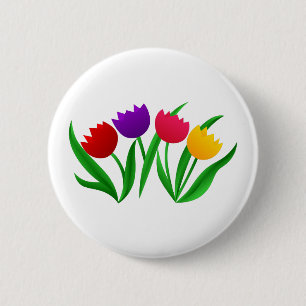 Badge Rond 5 Cm Fleurs de tulipe