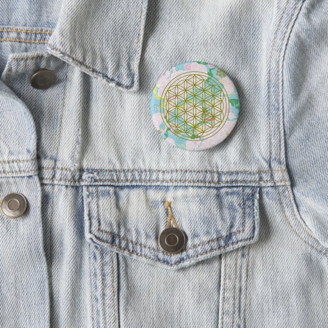Badge Rond 5 Cm Fleurs de vie (En situation)