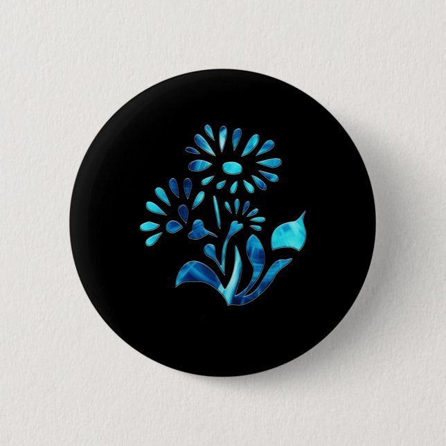 Badge Rond 5 Cm Fleurs d'eau Deux Sticker (Devant)