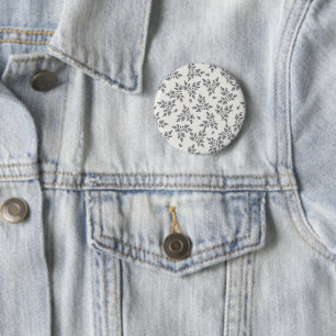 Badge Rond 5 Cm Fleurs délirantes en gris