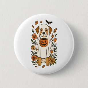 Badge Rond 5 Cm Fleurs d'hiver du Labrador d'Halloween