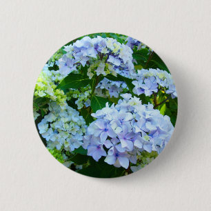 Badge Rond 5 Cm Fleurs d'hortensia bleus bouton Hortensias Jardin
