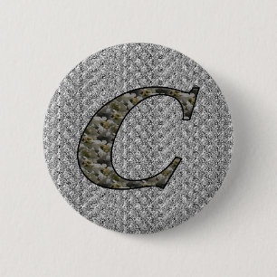 Badge Rond 5 Cm Fleurs d'hydrangea à initiale de monogramme C