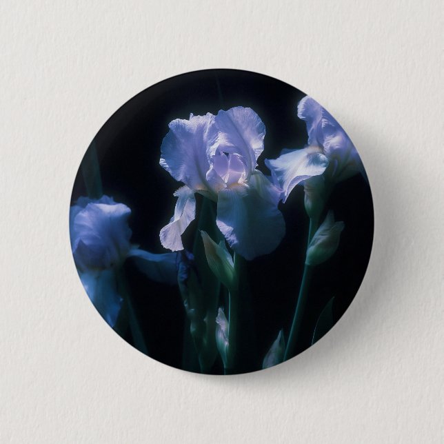 Badge Rond 5 Cm Fleurs d'Iris au Crépuscule (Devant)