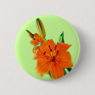 Badge Rond 5 Cm fleurs dorées