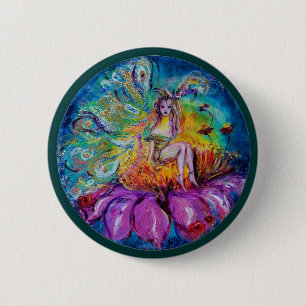 Badge Rond 5 Cm FLEURS EN Imaginaire DE NUIT