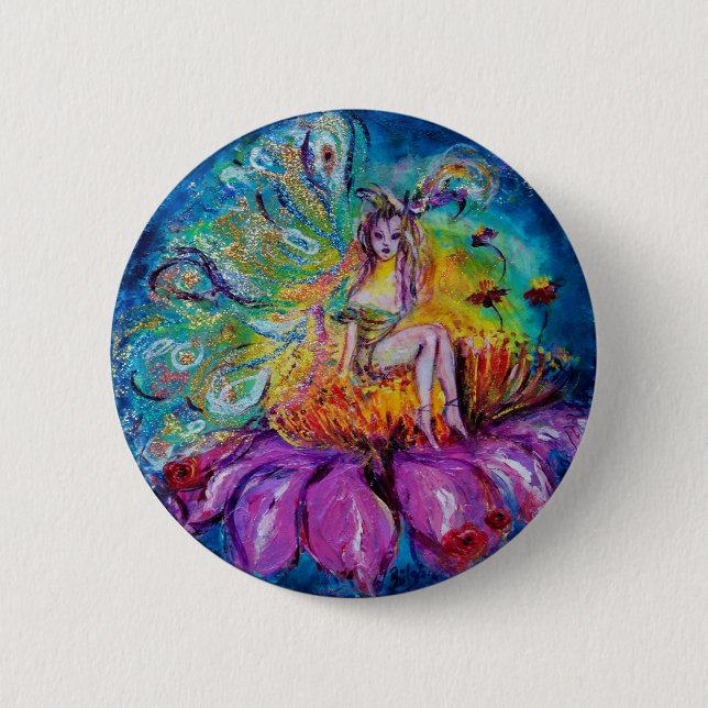 Badge Rond 5 Cm FLEURS EN Imaginaire DE NUIT (Devant)