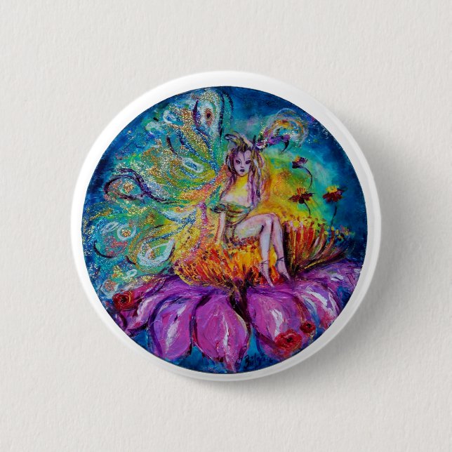 Badge Rond 5 Cm FLEURS EN Imaginaire DE NUIT (Devant)