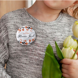 Badge Rond 5 Cm FLEURS FILLE FLEURS Tropical Frotles Mariage chic